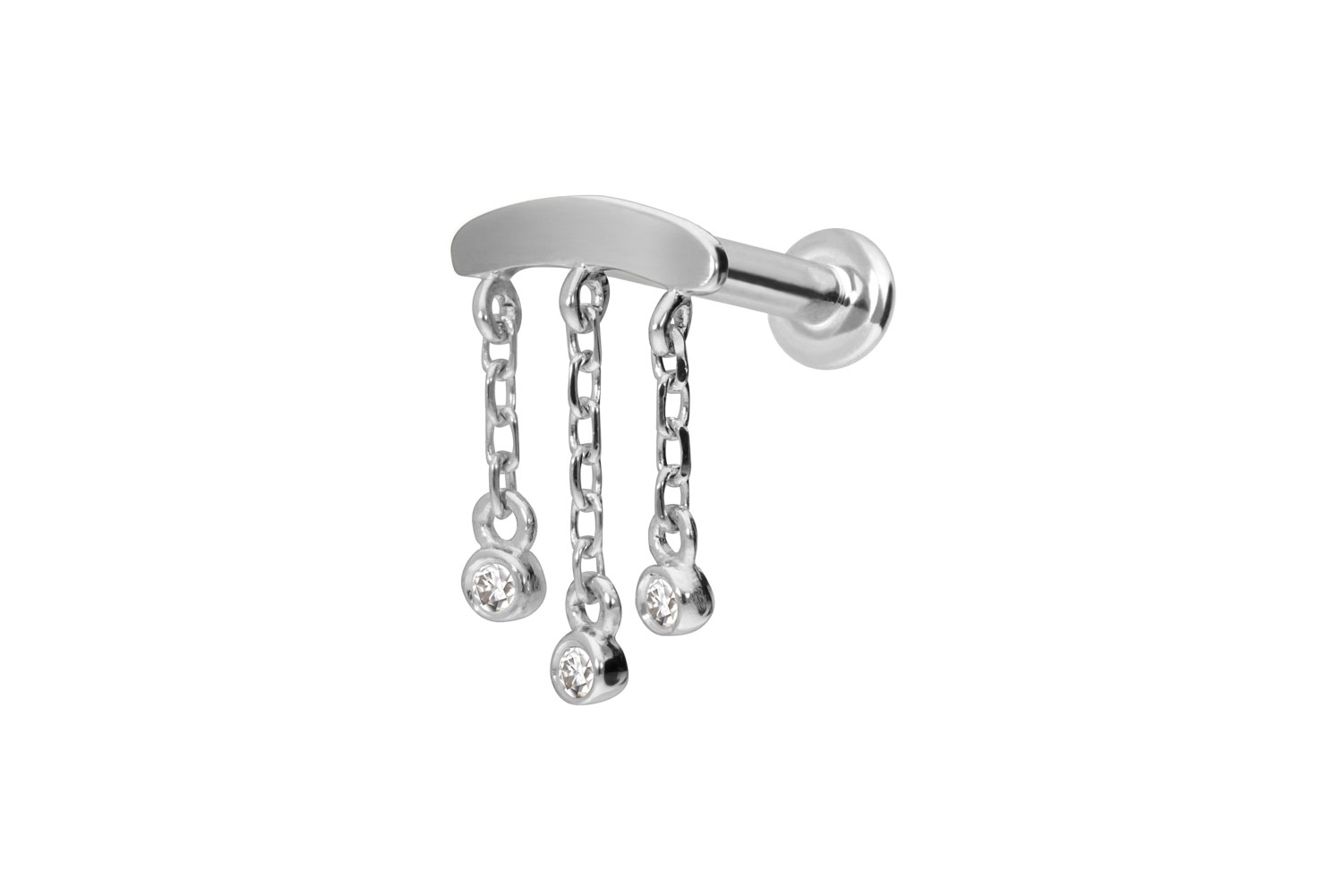 14 Karat Gold Labret Piercing mit Innengewinde MOISSANIT-WINDSPIEL
